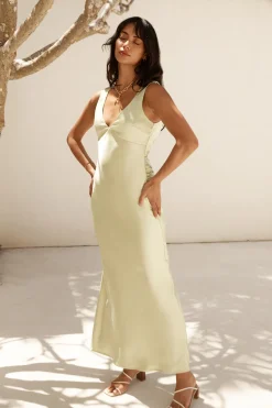Freshen Up Satin Maxi Dress Green