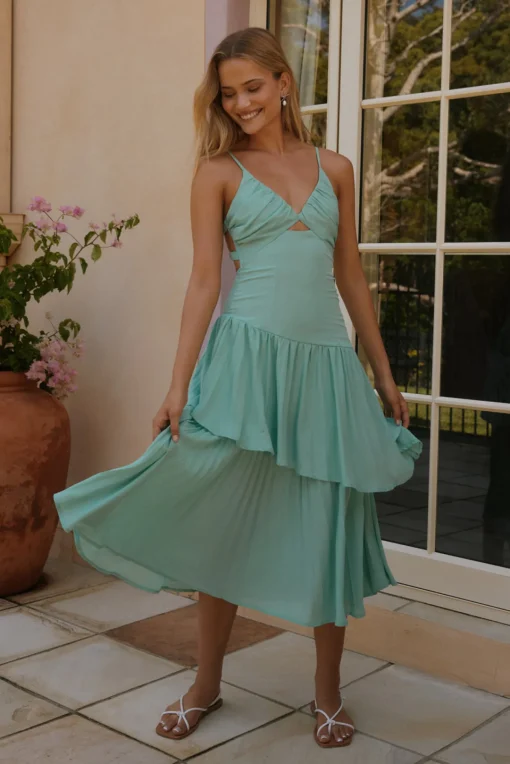 Garden Fairy Midi Dress Green