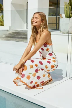 Garden Girl Strapless Maxi Dress Orange