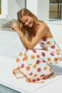 Garden Girl Strapless Maxi Dress Orange