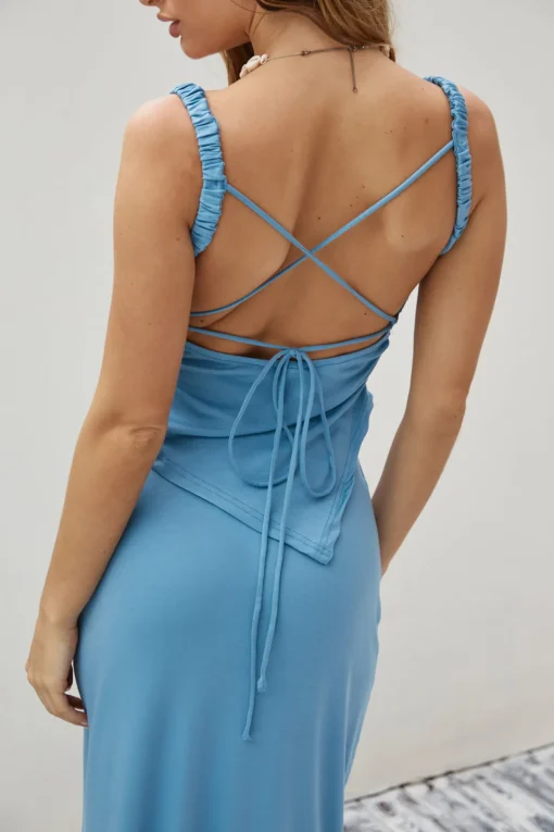 Girls Night Asymmetrical Tank Top Blue