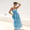 Glass Slipper Strapless Maxi Dress Blue