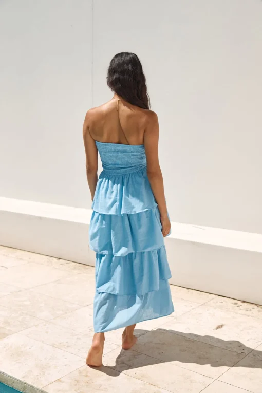 Glass Slipper Strapless Maxi Dress Blue