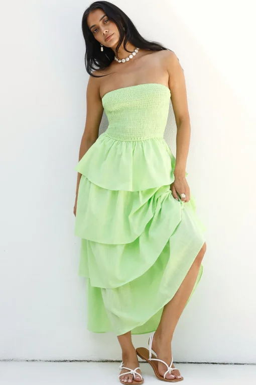 Glass Slipper Strapless Maxi Dress Green