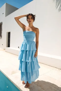 Glass Slipper Strapless Maxi Dress Blue