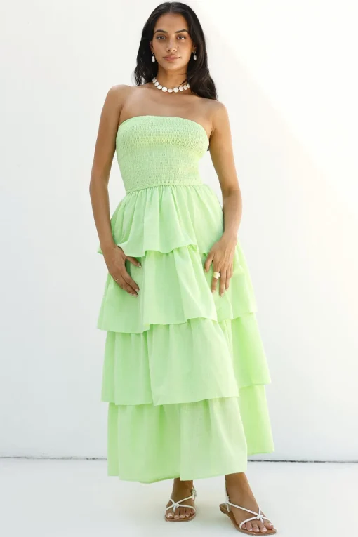 Glass Slipper Strapless Maxi Dress Green