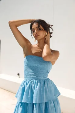 Glass Slipper Strapless Maxi Dress Blue
