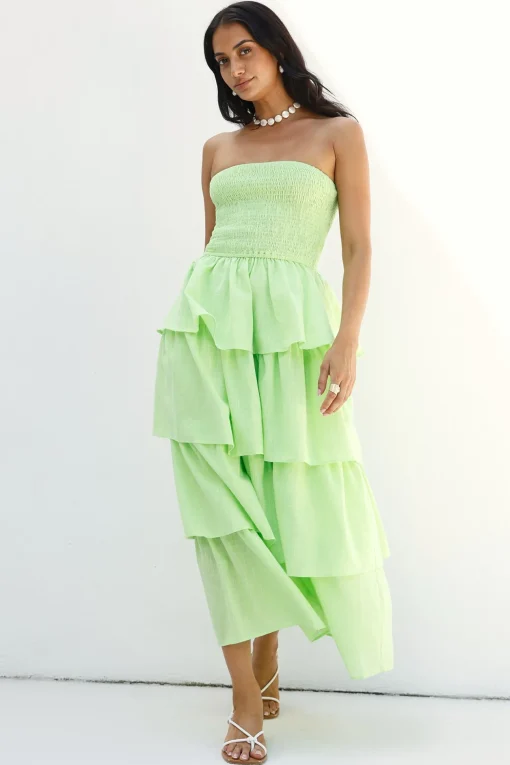 Glass Slipper Strapless Maxi Dress Green