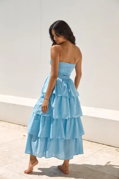 Glass Slipper Strapless Maxi Dress Blue