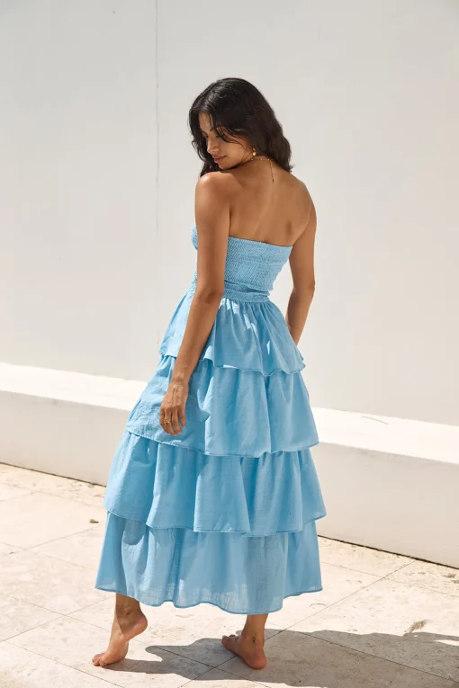 Glass Slipper Strapless Maxi Dress Blue