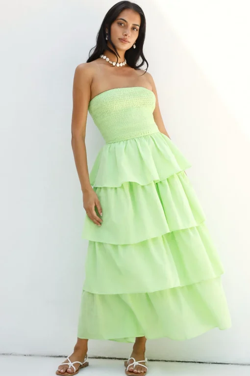 Glass Slipper Strapless Maxi Dress Green