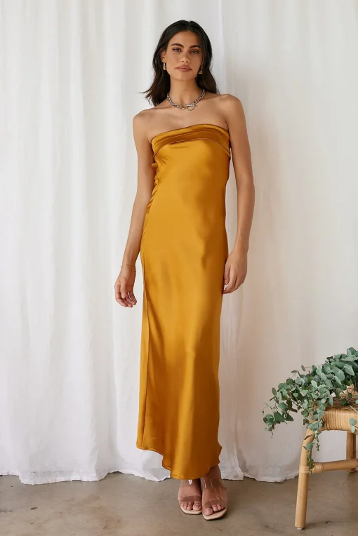 Gleam In Gold Maxi Dress Yellow