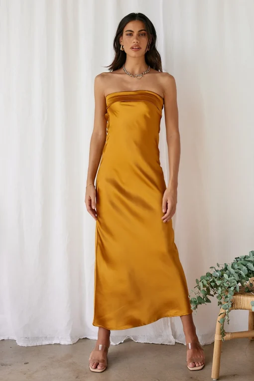 Gleam In Gold Maxi Dress Yellow