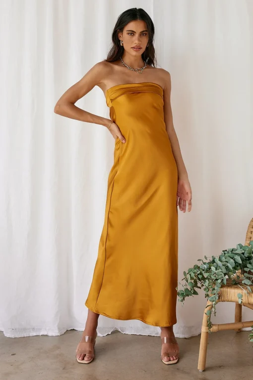 Gleam In Gold Maxi Dress Yellow