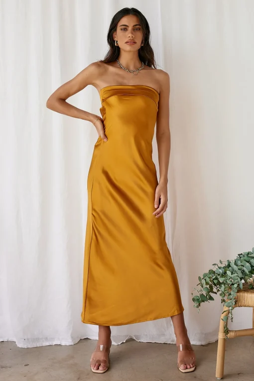 Gleam In Gold Maxi Dress Yellow