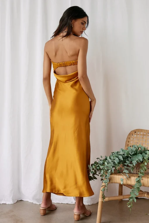 Gleam In Gold Maxi Dress Yellow