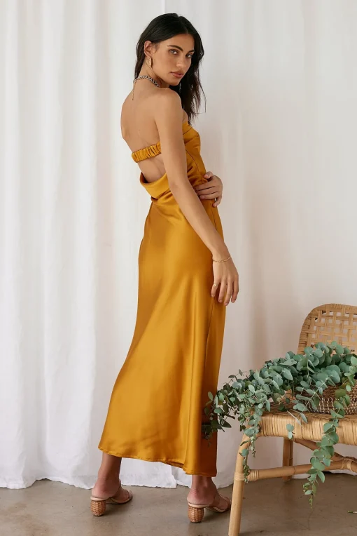 Gleam In Gold Maxi Dress Yellow