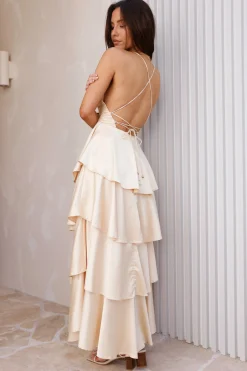 Golden Age Satin Maxi Dress Yellow