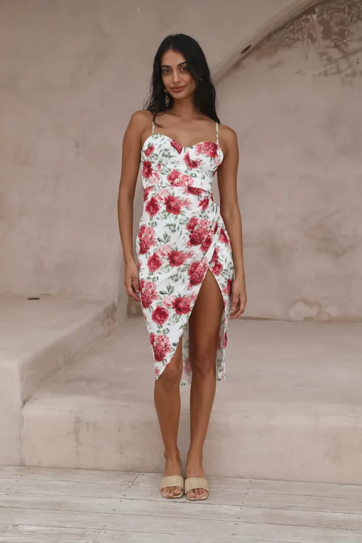 HELLO MOLLY Pretty Petal Girl Midi Dress Red