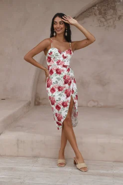 HELLO MOLLY Pretty Petal Girl Midi Dress Red