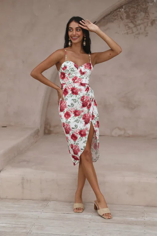 HELLO MOLLY Pretty Petal Girl Midi Dress Red