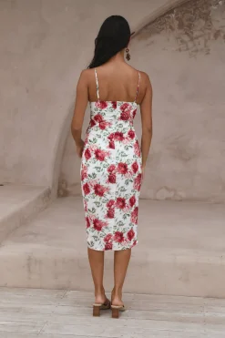HELLO MOLLY Pretty Petal Girl Midi Dress Red