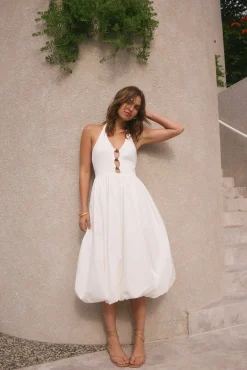 High Tide Halter Midi Dress White