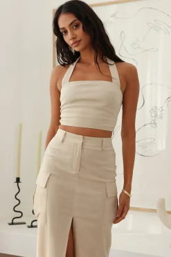 Hoping For Something Crop Top Beige