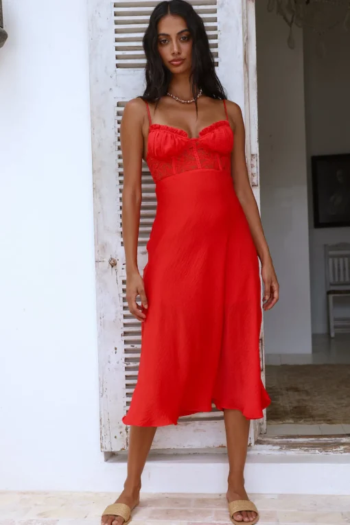 In This Lifetime Midi Dress Red