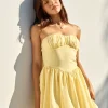 Intimate Evenings Bubble Hem Mini Dress Yellow