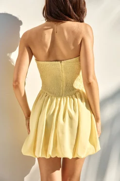 Intimate Evenings Bubble Hem Mini Dress Yellow