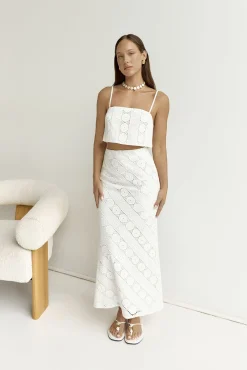 Island Calm Embroidered Crop Top White