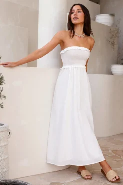 Island Time Strapless Maxi Dress White