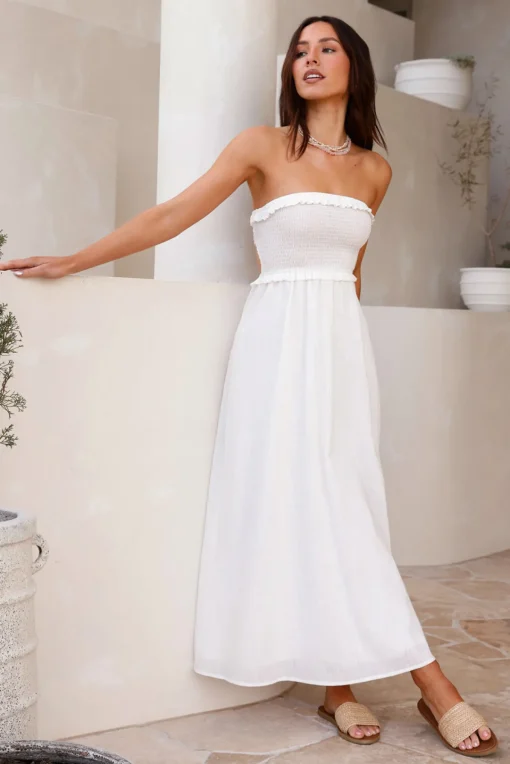 Island Time Strapless Maxi Dress White