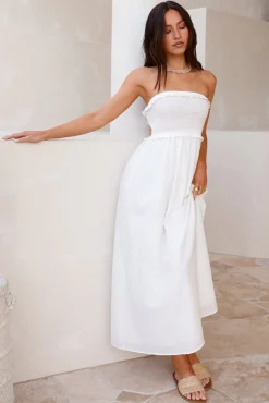 Island Time Strapless Maxi Dress White