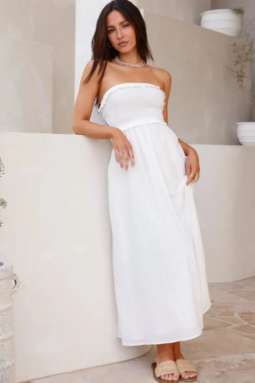 Island Time Strapless Maxi Dress White