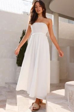 Island Time Strapless Maxi Dress White