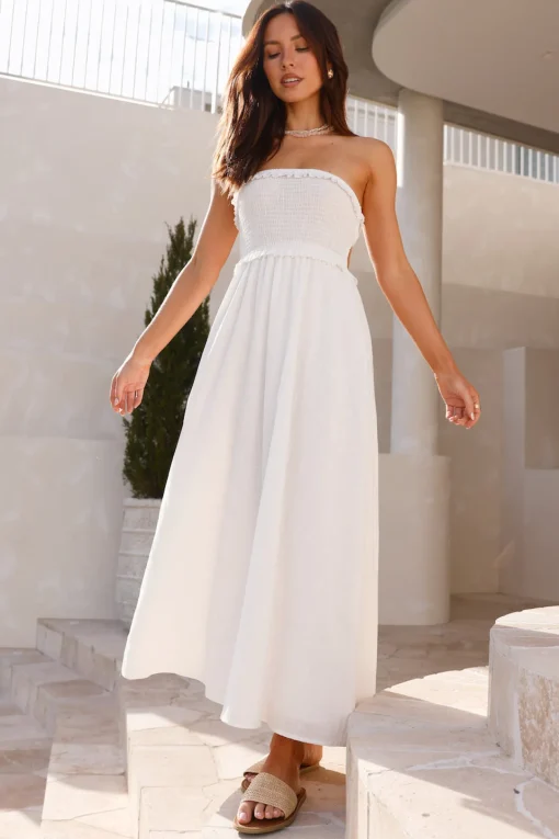Island Time Strapless Maxi Dress White
