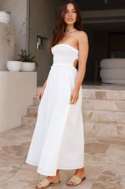Island Time Strapless Maxi Dress White