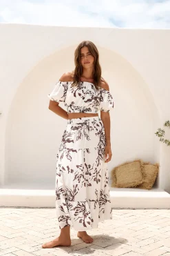 Island Whisper Maxi Skirt Brown