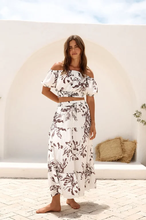 Island Whisper Maxi Skirt Brown