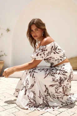 Island Whisper Maxi Skirt Brown