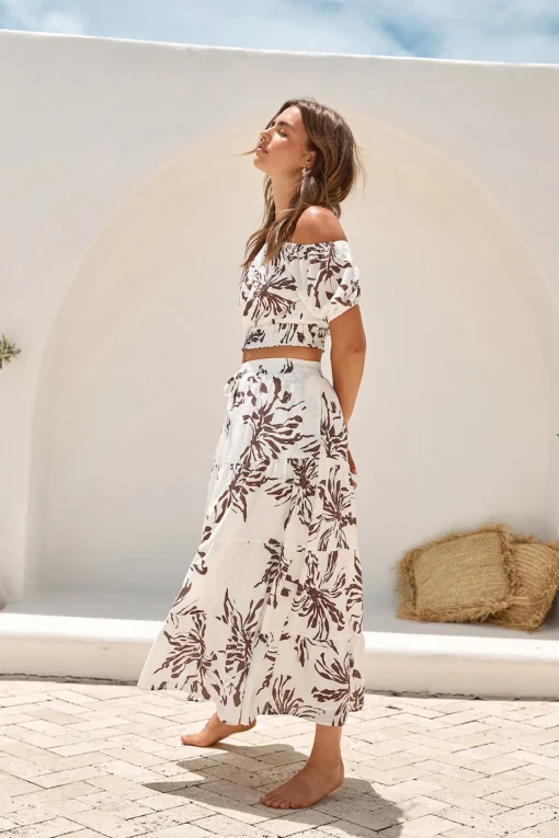 Island Whisper Maxi Skirt Brown