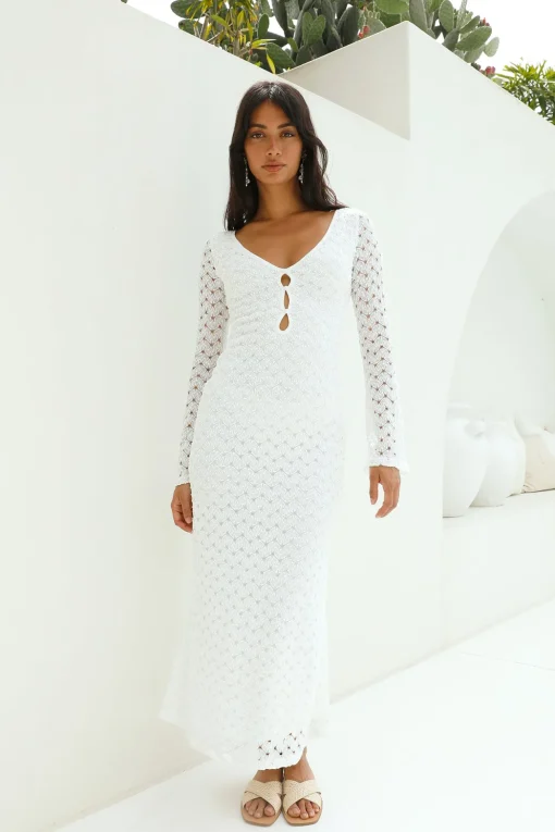 Ivory Moon Maxi Dress White