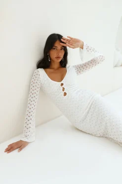 Ivory Moon Maxi Dress White