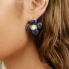 18K Gold Plated Blue Beauty Flower Earrings Gold