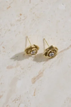 18K Gold Plated Golden Rose Earrings Gold