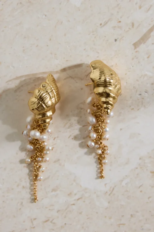 18K Gold Plated Hearing Waves Earrings Gold