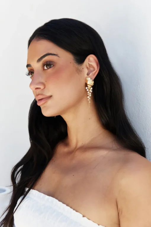 18K Gold Plated Hearing Waves Earrings Gold