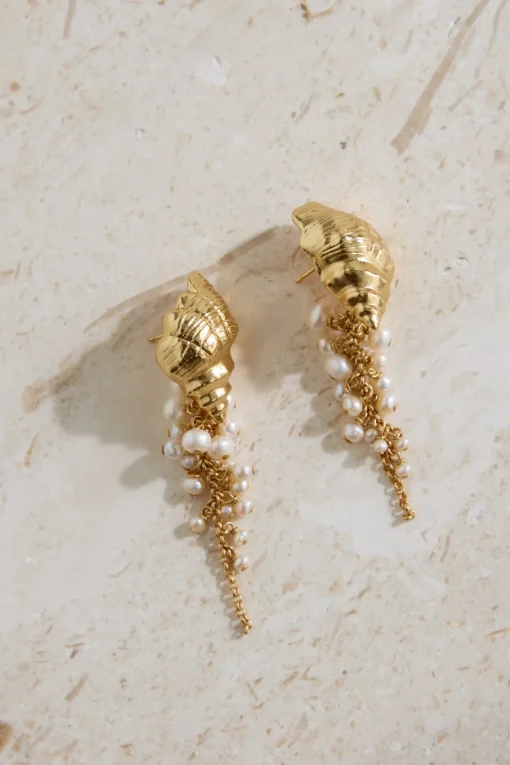 18K Gold Plated Hearing Waves Earrings Gold